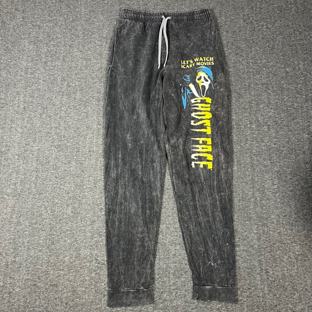 Ghostface Sweatpants Mens Medium Black Scream Movie Mineral Wash Horror Graphic
